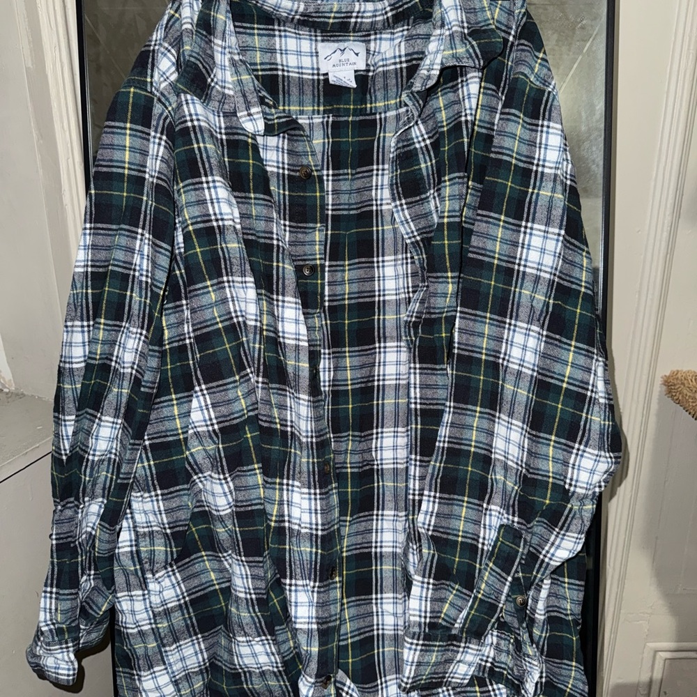 Men's Plaid Shirt - Green and Black